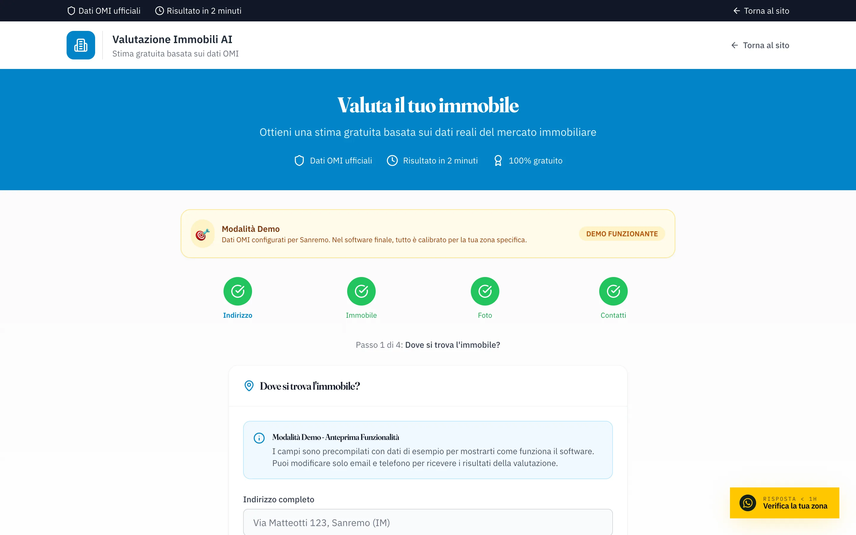 Il valutatore come lo vede un proprietario: stima in 60 secondi sui dati OMI